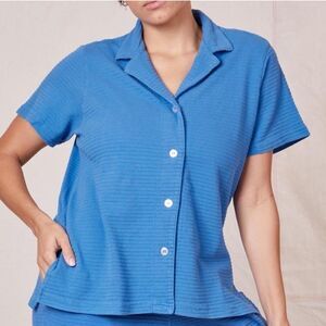 Big Bud Press Pantry Honeycomb Button Up Shirt Cornflower Blue Womens 2X